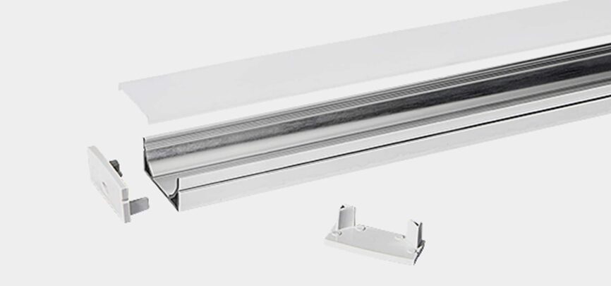 RHEA RHEALP2712 aluminium LED profile channel installed in ceiling cove.