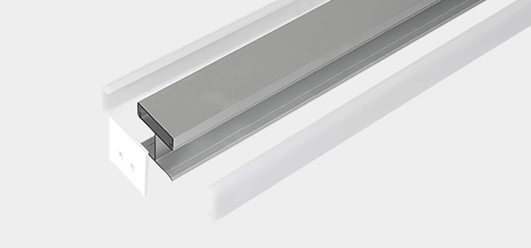 RHEA LP2828 slim aluminium linear lighting profile installed in ceiling cove.