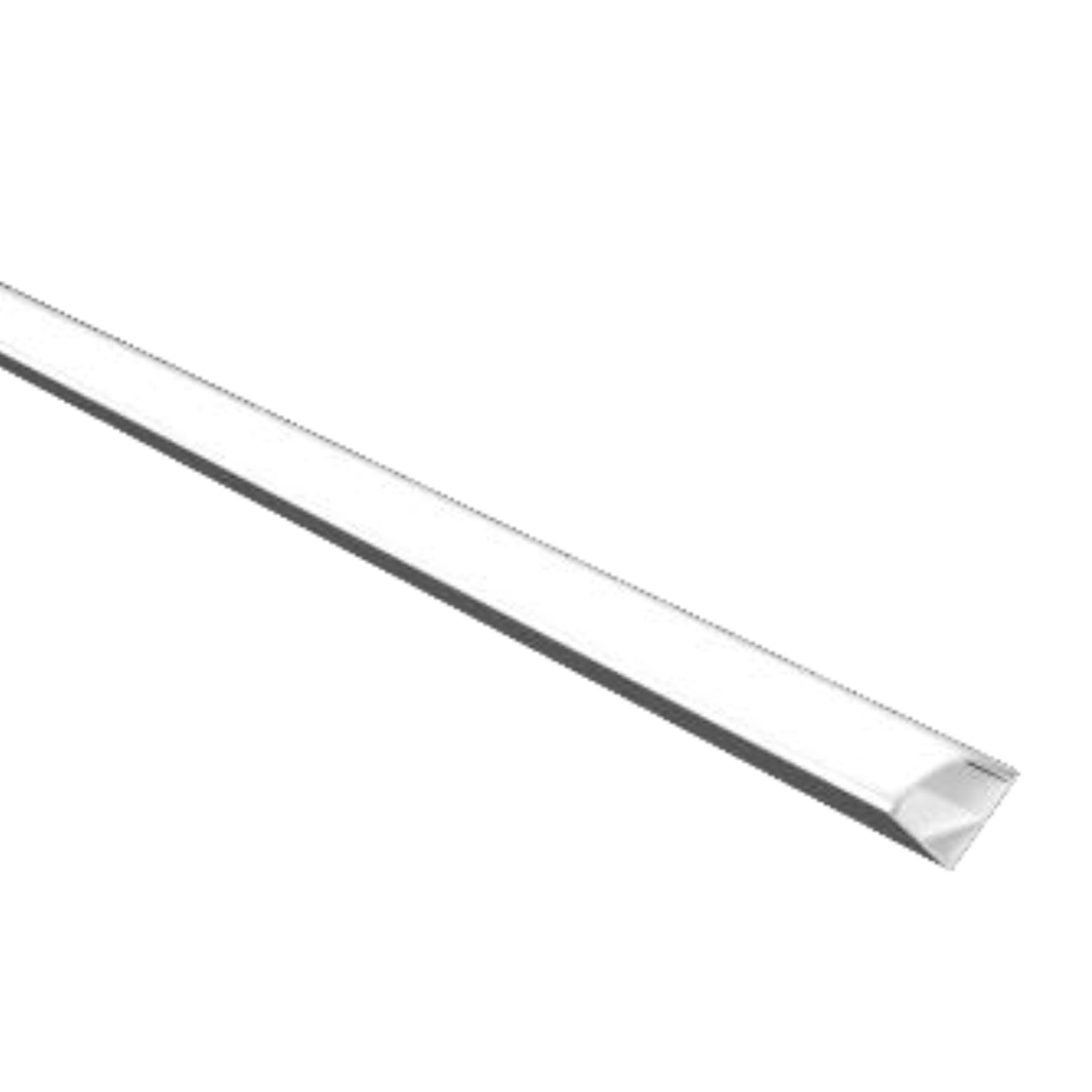 A close-up of the Mini Corner Profile Lighting - RLL-08-M1616, showing its sleek 16x16mm aluminum profile and frosted diffuser, installed in the corner of a modern, white-walled room.