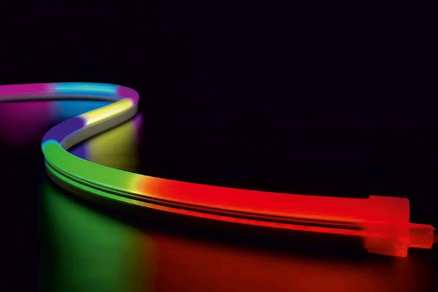 RLLNFSB0817 silicone neon flex side bend LED strip illuminated in multi‑colour