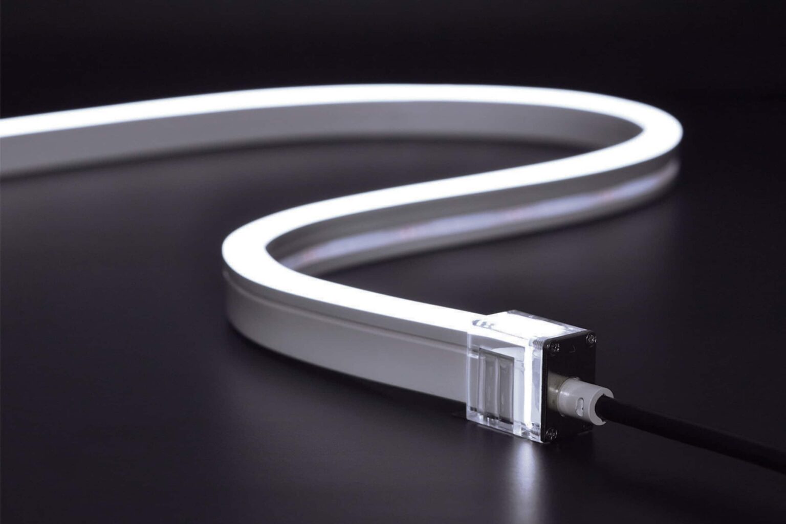 Side bending Neon Flex Light RLLNFSB1220B installed on curved architectural surface.