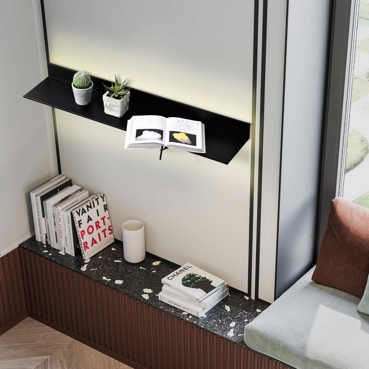 RLL 6066-M23075 LED profile light installed in a cabinet.