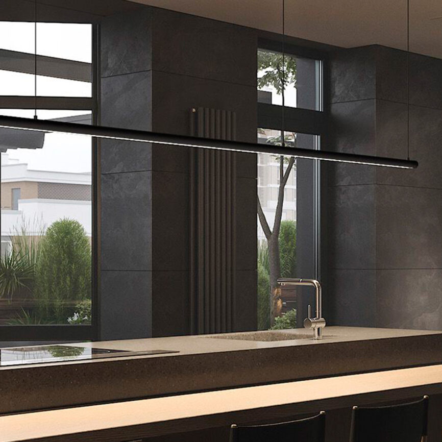 RHEA LED Linear RLL-541-BM30 – Modern suspended round profile LED lighting fixture designed for stylish, energy-efficient interiors