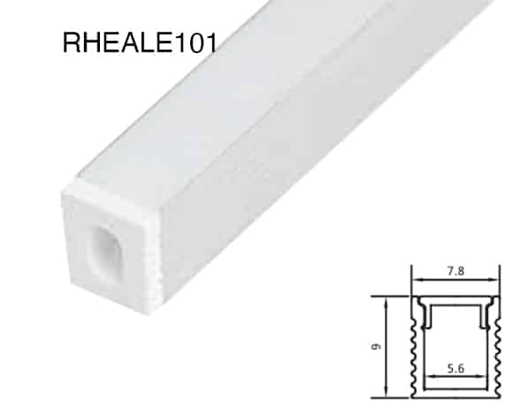 RHEALE101 slim aluminium profile for recessed LED strip lighting, 7.8 mm width, clean linear finish