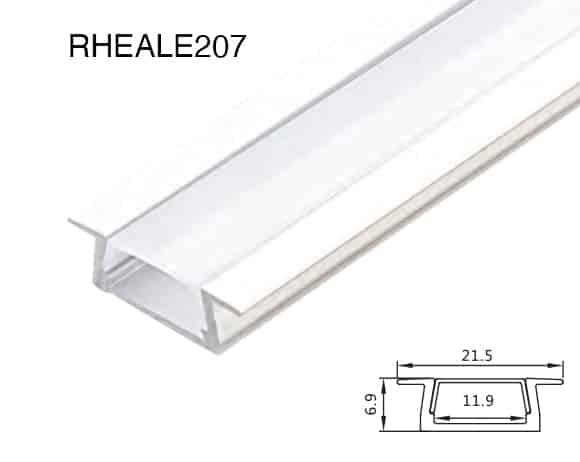 RHEALE207 slim aluminium LED profile showing diffuser and LED strip
