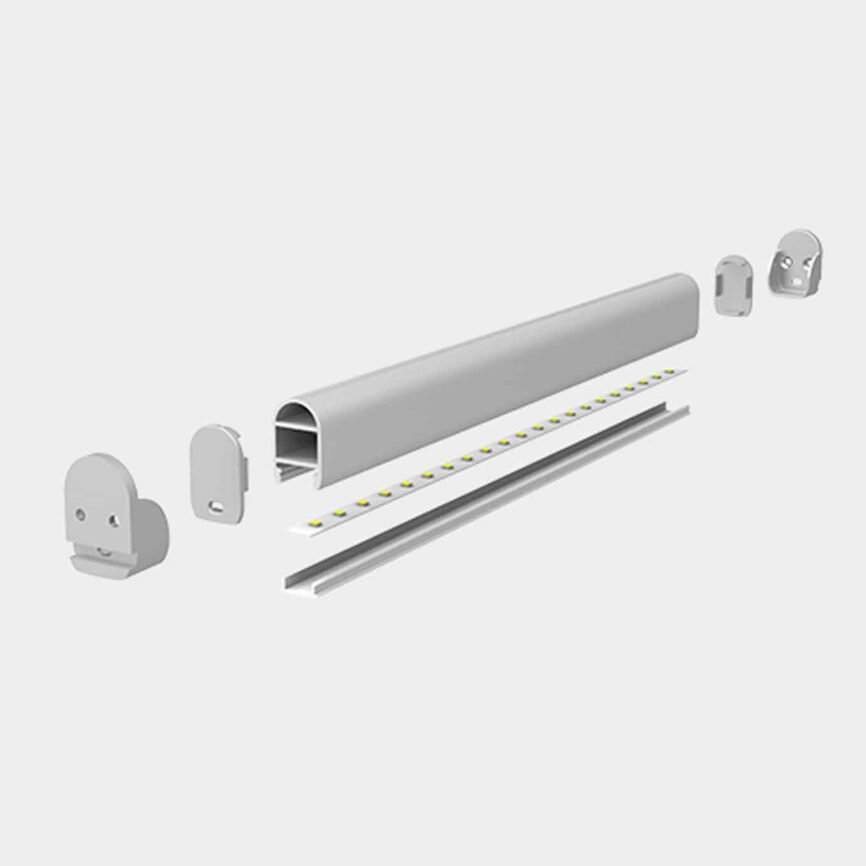 RHEALP1930 LED profile light integrated into a modern wardrobe hanging rail